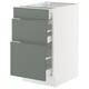 SEKTION / MAXIMERA Gabinete bajo 3 cajones, blanco/Nickebo Verde grisáceo mate, 46x61x76 cm