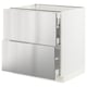 SEKTION / MAXIMERA Gabinete bajo 3 cajones, blanco/Nogsta ac inox, 76x61x76 cm