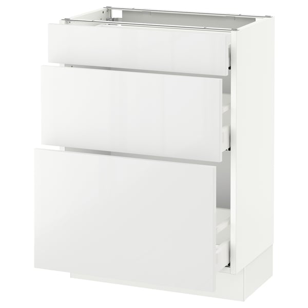 SEKTION / MAXIMERA Gabinete bajo 3 cajones, blanco/Ringhult blanco, 61x37x76 cm