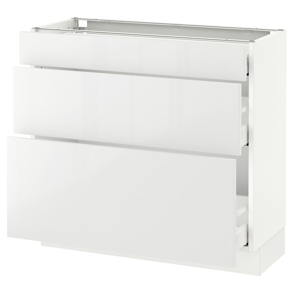 SEKTION / MAXIMERA Gabinete bajo 3 cajones, blanco/Ringhult blanco, 91x37x76 cm