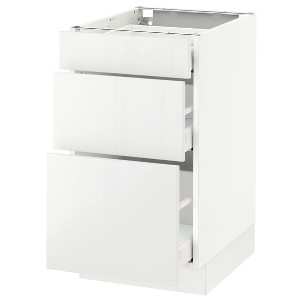 SEKTION / MAXIMERA Gabinete bajo 3 cajones, blanco/Ringhult blanco, 46x61x76 cm