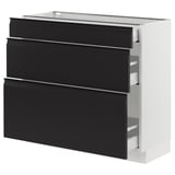 SEKTION / MAXIMERA Gabinete bajo 3 cajones, blanco/Upplöv Carbón mate, 91x37x76 cm