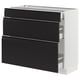 SEKTION / MAXIMERA Gabinete bajo 3 cajones, blanco/Upplöv Carbón mate, 91x37x76 cm