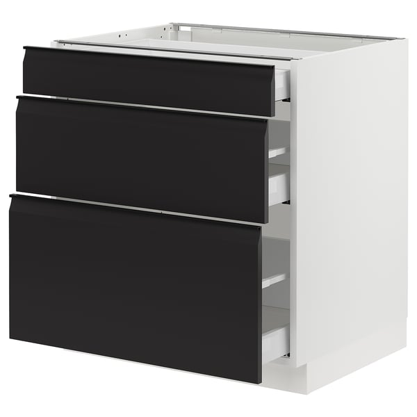 SEKTION / MAXIMERA Gabinete bajo 3 cajones, blanco/Upplöv Carbón mate, 76x61x76 cm