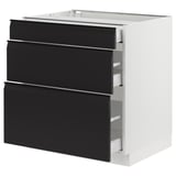 SEKTION / MAXIMERA Gabinete bajo 3 cajones, blanco/Upplöv Carbón mate, 76x61x76 cm