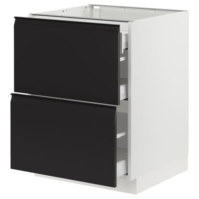 SEKTION / MAXIMERA Gabinete bajo 3 cajones, blanco/Upplöv Carbón mate, 61x61x76 cm