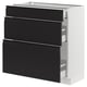 SEKTION / MAXIMERA Gabinete bajo 3 cajones, blanco/Upplöv Carbón mate, 76x37x76 cm