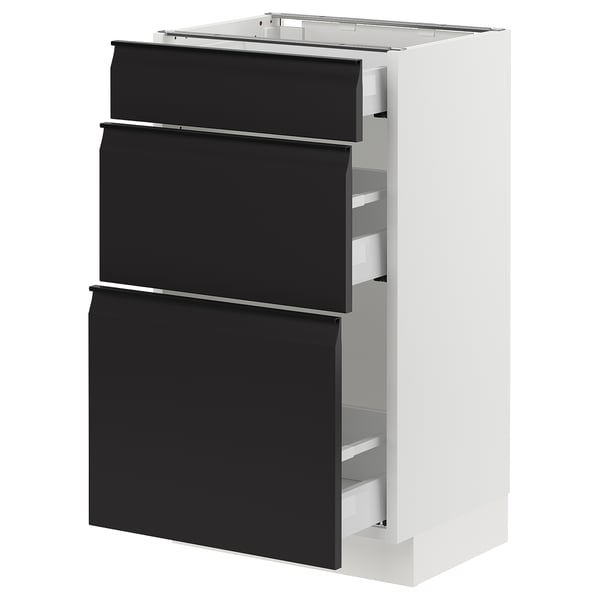 SEKTION / MAXIMERA Gabinete bajo 3 cajones, blanco/Upplöv Carbón mate, 46x37x76 cm