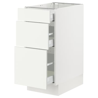 SEKTION / MAXIMERA Gabinete bajo 3 cajones, blanco/Vallstena blanco, 38x61x76 cm