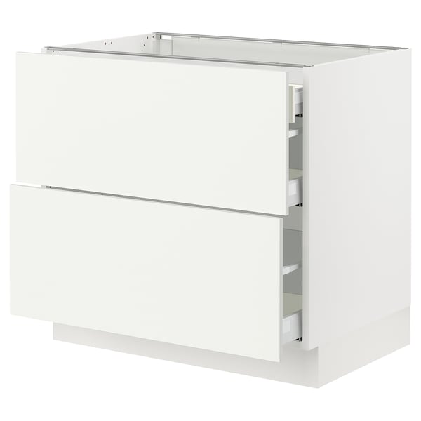 SEKTION / MAXIMERA Gabinete bajo 3 cajones, blanco/Vallstena blanco, 91x61x76 cm