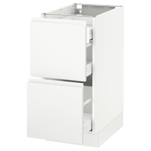 SEKTION / MAXIMERA Gabinete bajo 3 cajones, blanco/Voxtorp blanco mate, 38x61x76 cm