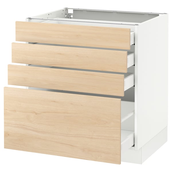 SEKTION / MAXIMERA Gabinete bajo 4 cajones, blanco/Askersund efecto fresno claro, 76x61x76 cm