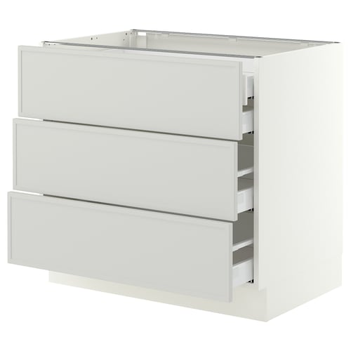 SEKTION / MAXIMERA Gabinete bajo 4 cajones, blanco/Aspudden gris claro, 91x61x76 cm