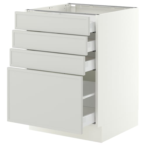SEKTION / MAXIMERA Gabinete bajo 4 cajones, blanco/Aspudden gris claro, 61x61x76 cm
