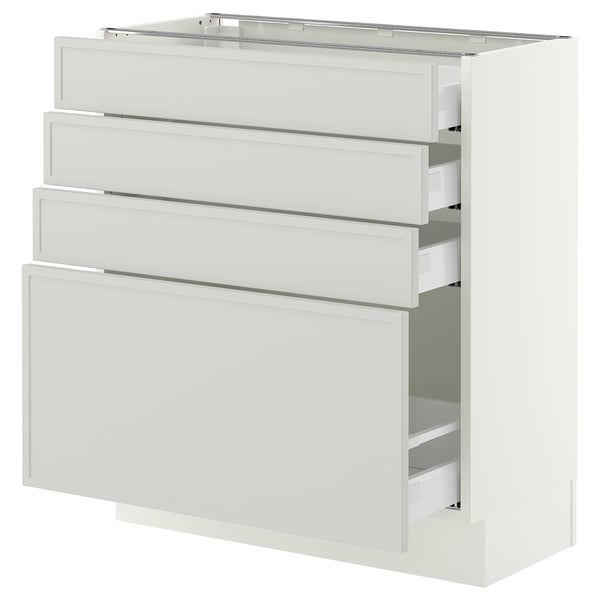 SEKTION / MAXIMERA Gabinete bajo 4 cajones, blanco/Aspudden gris claro, 76x37x76 cm