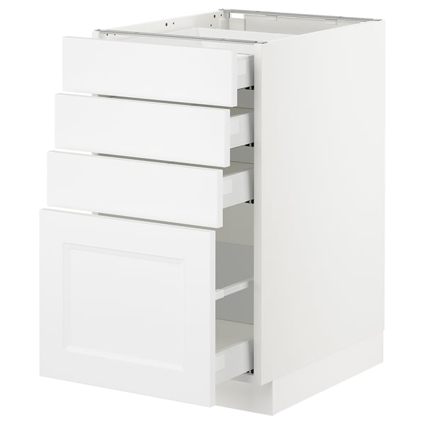 SEKTION / MAXIMERA Gabinete bajo 4 cajones, blanco/Axstad blanco mate, 46x61x76 cm