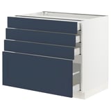 SEKTION / MAXIMERA Gabinete bajo 4 cajones, blanco Axstad/mate azul, 91x61x76 cm