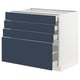 SEKTION / MAXIMERA Gabinete bajo 4 cajones, blanco Axstad/mate azul, 91x61x76 cm