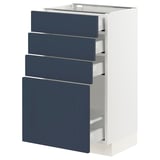SEKTION / MAXIMERA Gabinete bajo 4 cajones, blanco Axstad/mate azul, 46x37x76 cm