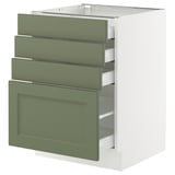 SEKTION / MAXIMERA Gabinete bajo 4 cajones, blanco/Axstad verde grisáceo, 61x61x76 cm