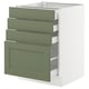 SEKTION / MAXIMERA Gabinete bajo 4 cajones, blanco/Axstad verde grisáceo, 61x61x76 cm