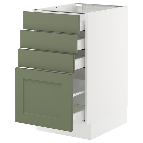 SEKTION / MAXIMERA Gabinete bajo 4 cajones, blanco/Axstad verde grisáceo, 46x61x76 cm