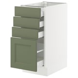 SEKTION / MAXIMERA Gabinete bajo 4 cajones, blanco/Axstad verde grisáceo, 38x61x76 cm
