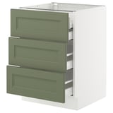 SEKTION / MAXIMERA Gabinete bajo 4 cajones, blanco/Axstad verde grisáceo, 61x61x76 cm