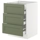 Opción: SEKTION / MAXIMERA Gabinete bajo 4 cajones, blanco/Axstad verde grisáceo, 61x61x76 cm