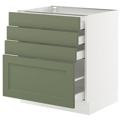 SEKTION / MAXIMERA Gabinete bajo 4 cajones, blanco/Axstad verde grisáceo, 76x61x76 cm