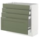 SEKTION / MAXIMERA Gabinete bajo 4 cajones, blanco/Axstad verde grisáceo, 91x37x76 cm