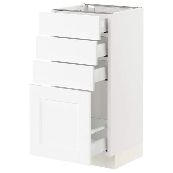 SEKTION / MAXIMERA Gabinete bajo 4 cajones, blanco Enköping/blanco efecto madera, 38x37x76 cm