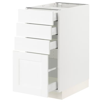 SEKTION / MAXIMERA Gabinete bajo 4 cajones, blanco Enköping/blanco efecto madera, 38x61x76 cm