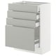SEKTION / MAXIMERA Gabinete bajo 4 cajones, blanco/Havstorp gris claro, 61x37x76 cm