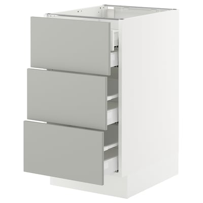 SEKTION / MAXIMERA Gabinete bajo 4 cajones, blanco/Havstorp gris claro, 46x61x76 cm
