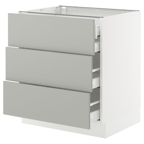 SEKTION / MAXIMERA Gabinete bajo 4 cajones, blanco/Havstorp gris claro, 76x61x76 cm