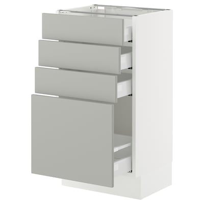 SEKTION / MAXIMERA Gabinete bajo 4 cajones, blanco/Havstorp gris claro, 46x37x76 cm