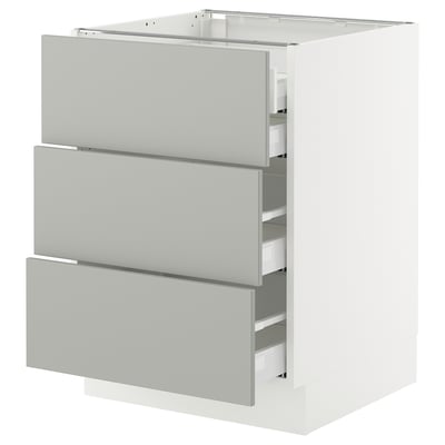 SEKTION / MAXIMERA Gabinete bajo 4 cajones, blanco/Havstorp gris claro, 61x61x76 cm