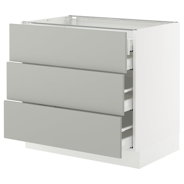 SEKTION / MAXIMERA Gabinete bajo 4 cajones, blanco/Havstorp gris claro, 91x61x76 cm
