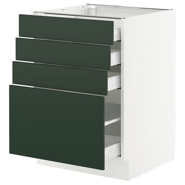 SEKTION / MAXIMERA Gabinete bajo 4 cajones, blanco/Havstorp Verde oscuro, 61x61x76 cm
