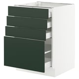 SEKTION / MAXIMERA Gabinete bajo 4 cajones, blanco/Havstorp Verde oscuro, 61x61x76 cm