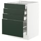 SEKTION / MAXIMERA Gabinete bajo 4 cajones, blanco/Havstorp Verde oscuro, 61x61x76 cm