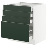SEKTION / MAXIMERA Gabinete bajo 4 cajones, blanco/Havstorp Verde oscuro, 76x61x76 cm