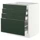 SEKTION / MAXIMERA Gabinete bajo 4 cajones, blanco/Havstorp Verde oscuro, 76x61x76 cm