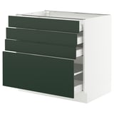 SEKTION / MAXIMERA Gabinete bajo 4 cajones, blanco/Havstorp Verde oscuro, 91x61x76 cm