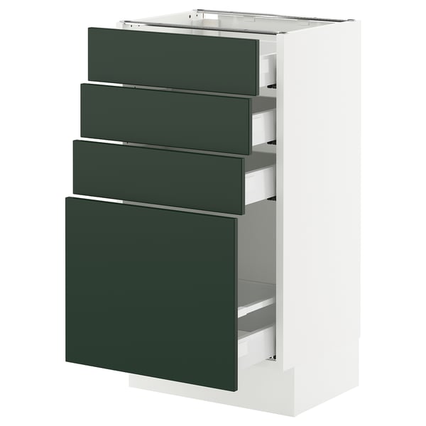 SEKTION / MAXIMERA Gabinete bajo 4 cajones, blanco/Havstorp Verde oscuro, 46x37x76 cm