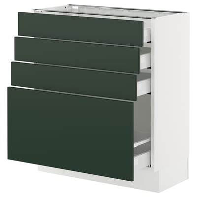 SEKTION / MAXIMERA Gabinete bajo 4 cajones, blanco/Havstorp Verde oscuro, 76x37x76 cm