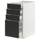 SEKTION / MAXIMERA Gabinete bajo 4 cajones, blanco/Nickebo Carbón mate, 38x61x76 cm