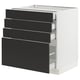 SEKTION / MAXIMERA Gabinete bajo 4 cajones, blanco/Nickebo Carbón mate, 76x61x76 cm