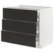SEKTION / MAXIMERA Gabinete bajo 4 cajones, blanco/Nickebo Carbón mate, 91x61x76 cm